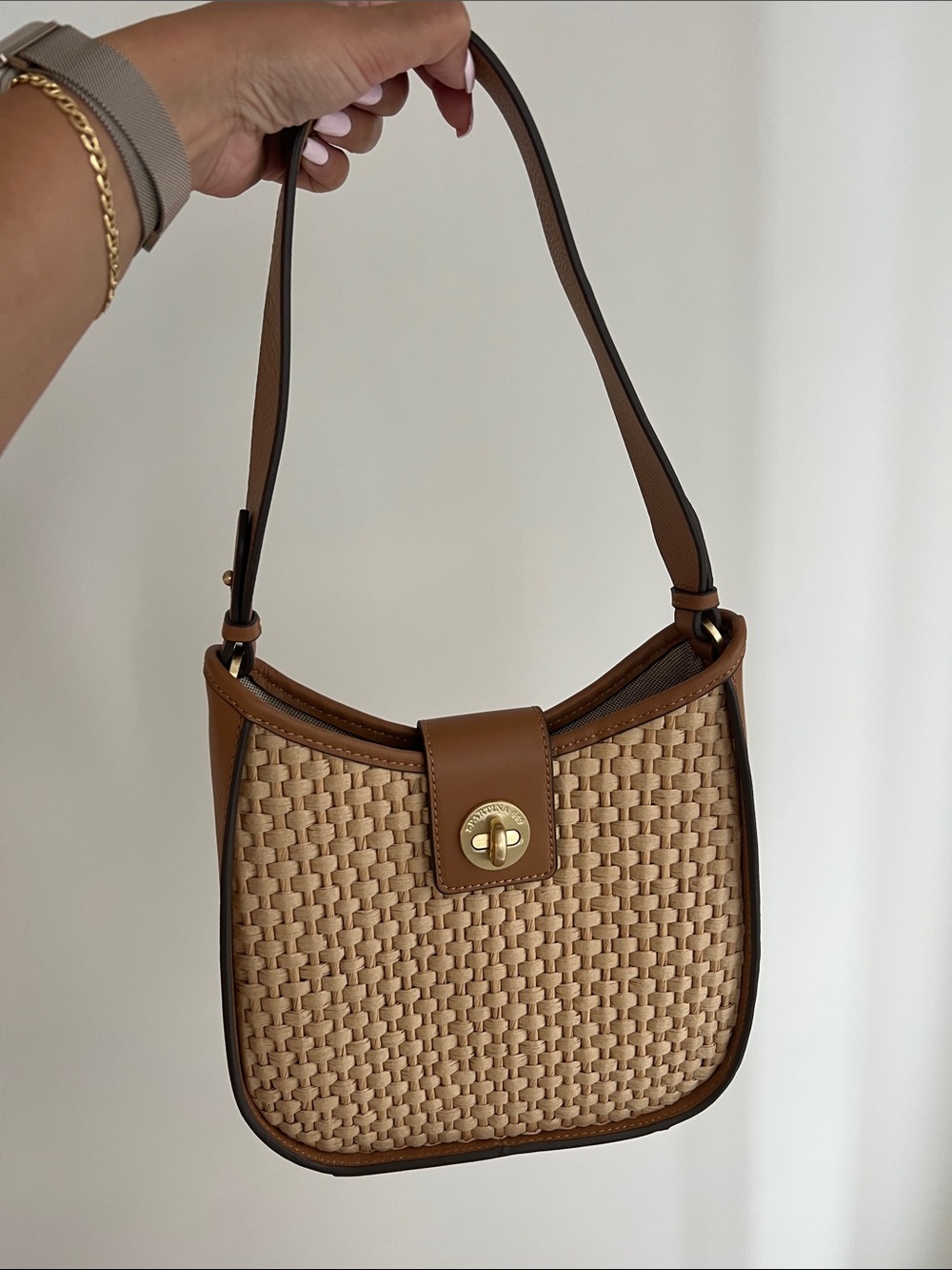 Spartina 449 Tan Woven Shoulder Bag with Gold Hardware